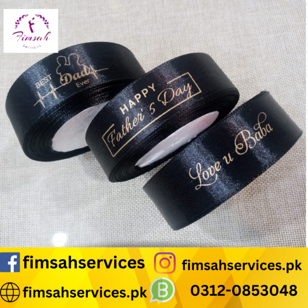 Black custom Father's Day ribbon with elegant design.
