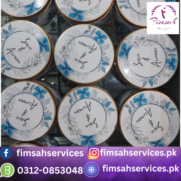 Custom Nikkah/Bid Tin Box with Sticker Decoration