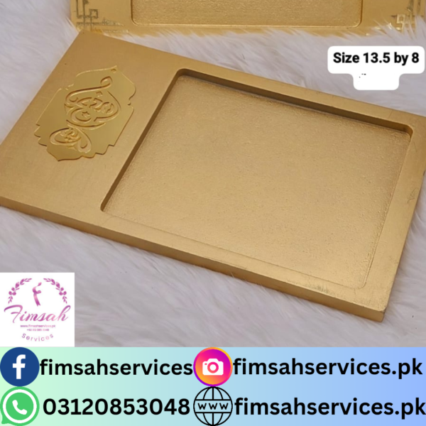Elegant Wooden Gold Platter by Fimsah Services
