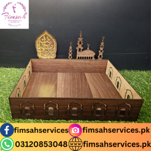 Wooden Ramadan Tray with Decorative Elements