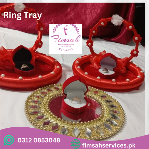 A luxurious engagement ring tray from Fimsah Services.pk, perfect for presenting your ring.